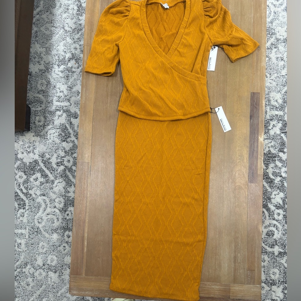 Haute Monde Mustard Pencil Skirt and Top